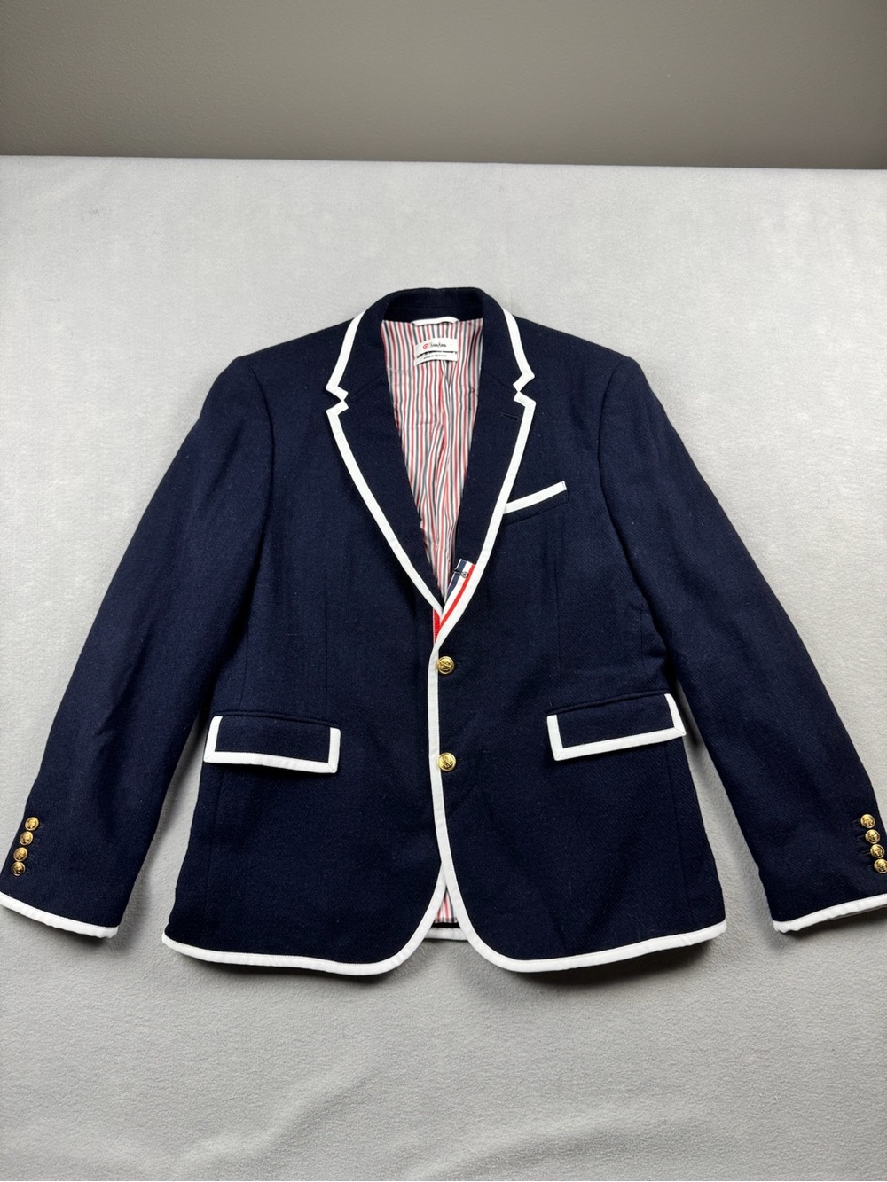 Thom Browne Neiman Marcus Target Navy Wool Blazer Jacket Women's Large Preppy